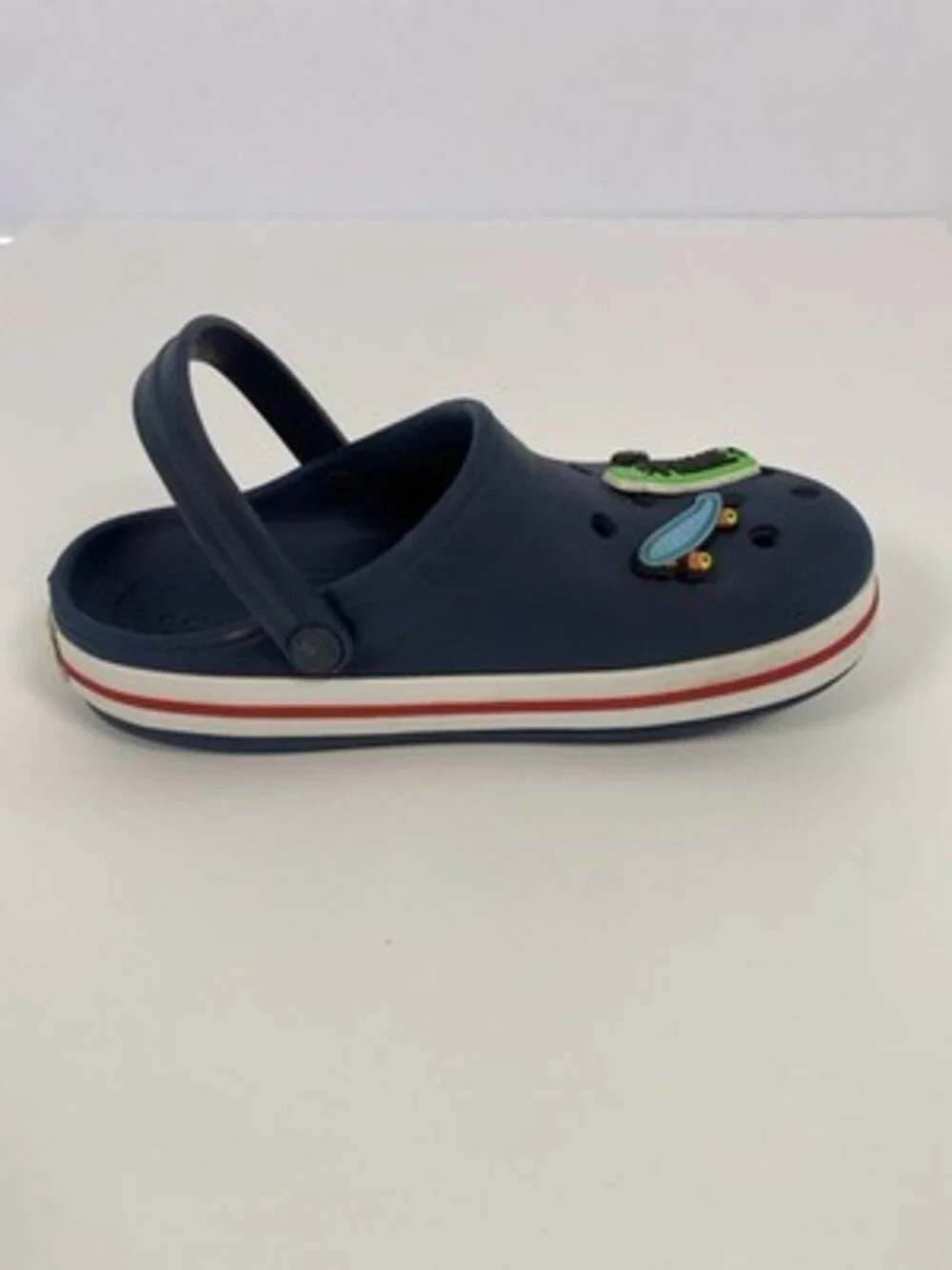 Crocs Unisex Navy Clog Sandals size C13 W/Charms.